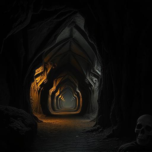 Affiche de la série 'Secret des Catacombes', montrant une vue sombre des catacombes parisiennes.